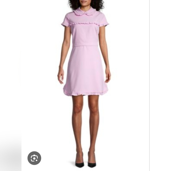 Gal Meets Glam Ruffle-Trim Peter Pan Collar Over The Knee Pastel Lilac Dress - Picture 1 of 9